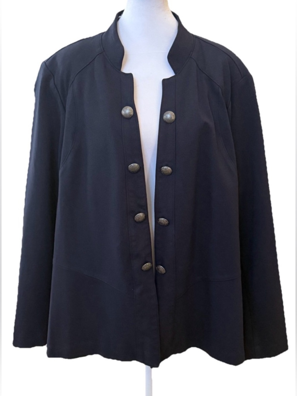 LANE BRYANT Navy Blue Heavy Ponte Knit Stretchy Military Blazer Jacket Plus 22W